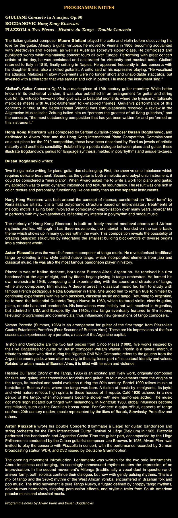 programme notes